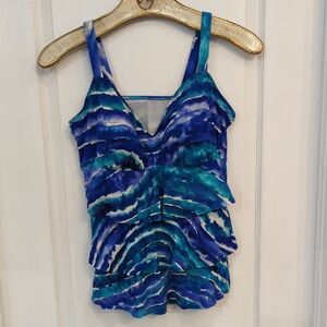 Tropical Blue Bathing Suit Tankini Top